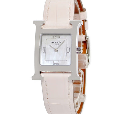 腕時計 エルメス HERMES Hウォッチ PM HH1.210c クオーツ レディース 未使用 ホワイト シェル アラビア スクエア H型