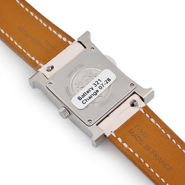 腕時計 エルメス HERMES Hウォッチ PM HH1.210c クオーツ レディース 未使用 ホワイト シェル アラビア スクエア H型