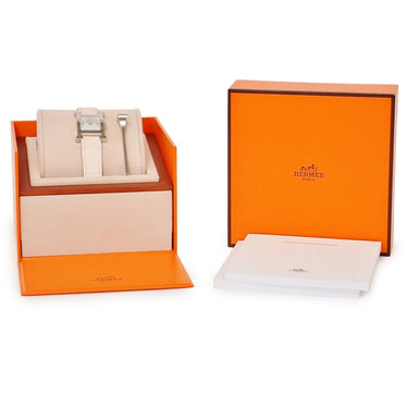 腕時計 エルメス HERMES Hウォッチ PM HH1.210c クオーツ レディース 未使用 ホワイト シェル アラビア スクエア H型