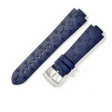 ルイヴィトン LOUIS VUITTON 純正 タンブール用 ラバーバンド ネイビー ラバー ステンレススチール 腕時計パーツ 新品同様 ベルト 純正SS製尾錠付き モノグラム 替え 21mm ネイビー 紺