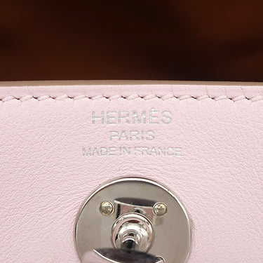 エルメス HERMES リンディ ミニ 20 ヴェルソ モーヴペール×ゴールド ヴォースイフト ショルダーバッグ シルバー金具 ピンク 茶