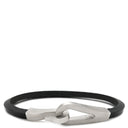 エルメス HERMES ジャンボジェット ノワール×シルバー レザー メタル ブレスレット 黒 レザーブレス