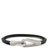 エルメス HERMES ジャンボジェット ノワール×シルバー レザー メタル ブレスレット 黒 レザーブレス