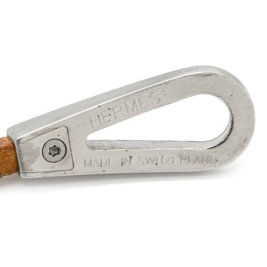 エルメス HERMES ジャンボジェット ゴールド×シルバー レザー メタル ブレスレット 茶 レザーブレス