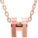 エルメス HERMES ポップアッシュ ミニ ペンダント ロカバール ボーテ×ローズゴールド GP ラッカー ネックレス ローズゴールド金具 新品 未使用 ライトピンク ピンク H