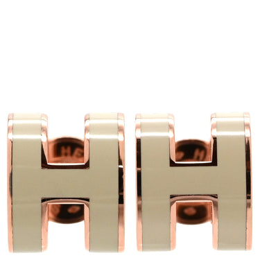 エルメス HERMES ポップアッシュ Hピアス ミニ マロングラッセ×ローズゴールド GP エナメル ピアス ローズゴールド金具 新品 未使用 PG金具 Hモチーフ