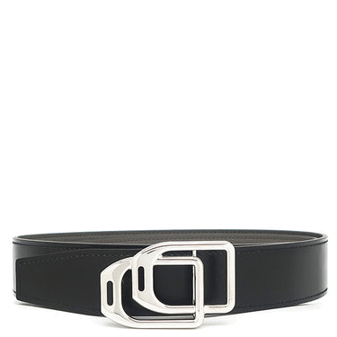 エルメス HERMES ジョッキー オー カレ #85 ブラック×エタン トゴ ボックスカーフ #85 ベルト シルバー金具 リバーシブル キット 2024年製