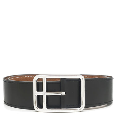 エルメス HERMES ハーフコッド 38 H081101CKAC085 ブラック×ゴールド ボックスカーフ トゴ #85 ベルト シルバー金具 新品 未使用 リバーシブル 2024年製