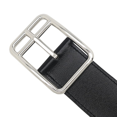 エルメス HERMES ハーフコッド 38 H081101CKAC085 ブラック×ゴールド ボックスカーフ トゴ #85 ベルト シルバー金具 新品 未使用 リバーシブル 2024年製