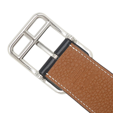 エルメス HERMES ハーフコッド 38 H081101CKAC085 ブラック×ゴールド ボックスカーフ トゴ #85 ベルト シルバー金具 新品 未使用 リバーシブル 2024年製