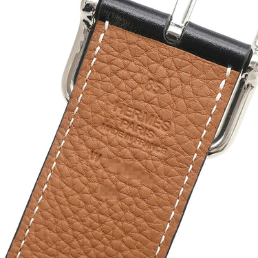 エルメス HERMES ハーフコッド 38 H081101CKAC085 ブラック×ゴールド ボックスカーフ トゴ #85 ベルト シルバー金具 新品 未使用 リバーシブル 2024年製