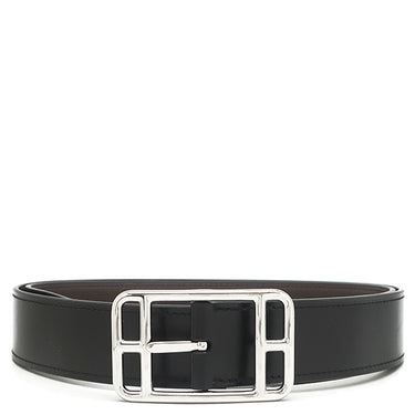 エルメス HERMES ケープコッド 32 H049676CKAB085 ブラック×ショコラ ボックスカーフ トゴ #90 ベルト シルバー金具 新品 未使用 リバーシブル 2025年製