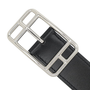 エルメス HERMES ケープコッド 32 H049676CKAB085 ブラック×ショコラ ボックスカーフ トゴ #90 ベルト シルバー金具 新品 未使用 リバーシブル 2025年製