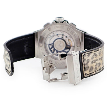 腕時計 ウブロ HUBLOT ビッグバン スノーレオパード 341.SX.7717.NR.1977 自動巻き メンズ OH済 純正ダイヤ ヒョウ柄 クロノグラフ 限定