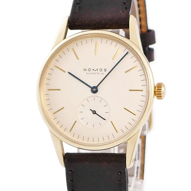 腕時計 ノモス NOMOS オリオン ORI271-W2 手巻き メンズ OH済 K18YG無垢 スモールセコンド 青針 バー ラウンド