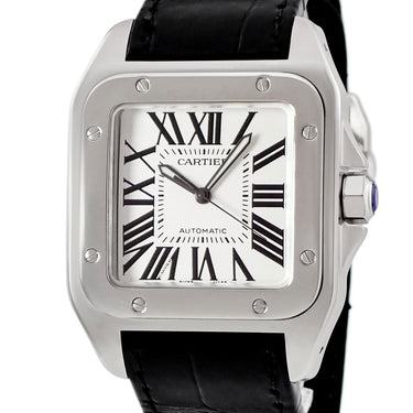 腕時計 カルティエ Cartier サントス100 LM サントス誕生100周年記念モデル W20073X8 自動巻き メンズ OH済 スクエア 角型 ローマン