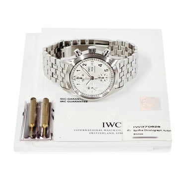 腕時計 IWC IWC スピットファイア クロノグラフ IW370628 自動巻き メンズ OH済 パイロットウォッチ デイデイト シルバー