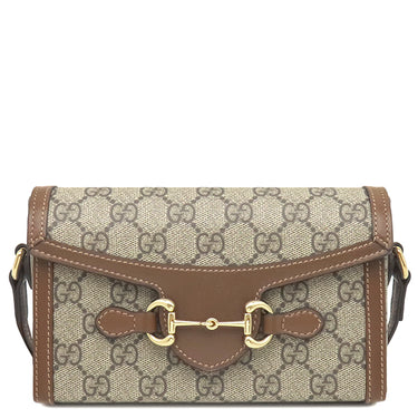 グッチ GUCCI ホースビット1955 ミニバッグ 699296 ベージュ×エボニー GGスプリームキャンバス レザー ショルダーバッグ ゴールド金具 ショルダー 斜め掛け