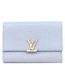 ルイヴィトン LOUIS VUITTON ポルトフォイユ カプシーヌ コンパクト サマー スターダスト M81306 ブルー×ピンク レザー 三つ折り財布 ゴールド金具 青 小銭入れ