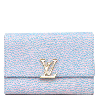 ルイヴィトン LOUIS VUITTON ポルトフォイユ カプシーヌ コンパクト サマー スターダスト M81306 ブルー×ピンク レザー 三つ折り財布 ゴールド金具 青 小銭入れ