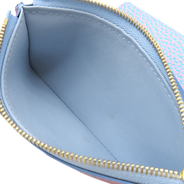 ルイヴィトン LOUIS VUITTON ポルトフォイユ カプシーヌ コンパクト サマー スターダスト M81306 ブルー×ピンク レザー 三つ折り財布 ゴールド金具 青 小銭入れ