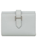 エルメス HERMES ベアン コンビネ ブルーグラシエ ヴォーエプソン 三つ折り財布 シルバー金具 青 グレー 2025年製