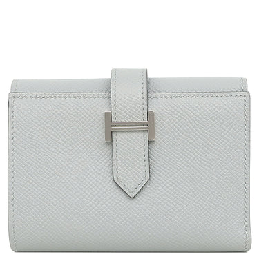 エルメス HERMES ベアン コンビネ ブルーグラシエ ヴォーエプソン 三つ折り財布 シルバー金具 青 グレー 2025年製