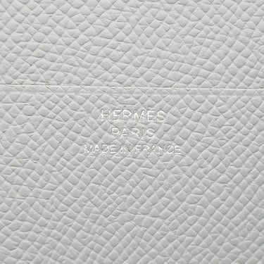 エルメス HERMES ベアン コンビネ ブルーグラシエ ヴォーエプソン 三つ折り財布 シルバー金具 青 グレー 2025年製