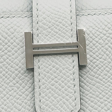 エルメス HERMES ベアン コンビネ ブルーグラシエ ヴォーエプソン 三つ折り財布 シルバー金具 青 グレー 2025年製