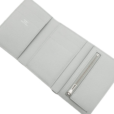 エルメス HERMES ベアン コンビネ ブルーグラシエ ヴォーエプソン 三つ折り財布 シルバー金具 青 グレー 2025年製