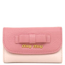 ミュウミュウ MIU MIU マドラス バイカラー 5M0222 ローズ レザー マドラスレザー キーケース ゴールド金具 鍵入れ 6連 6本 リボン