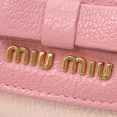 ミュウミュウ MIU MIU マドラス バイカラー 5M0222 ローズ レザー マドラスレザー キーケース ゴールド金具 鍵入れ 6連 6本 リボン