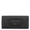 ミュウミュウ MIU MIU リボンモチーフ ロングウォレット ブラック レザー 長財布 ゴールド金具 黒