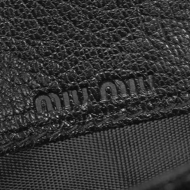 ミュウミュウ MIU MIU リボンモチーフ ロングウォレット ブラック レザー 長財布 ゴールド金具 黒