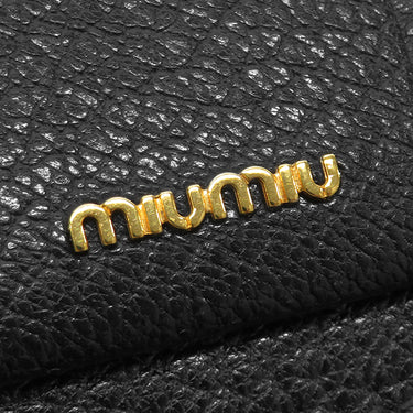 ミュウミュウ MIU MIU リボンモチーフ ロングウォレット ブラック レザー 長財布 ゴールド金具 黒