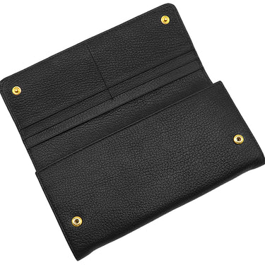 ミュウミュウ MIU MIU リボンモチーフ ロングウォレット ブラック レザー 長財布 ゴールド金具 黒