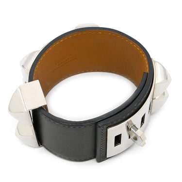 エルメス HERMES コリエドシアン スイフト 066850CK88S ブラック×シルバー スイフト GP S ブレスレット 黒 スタッズ 牛革