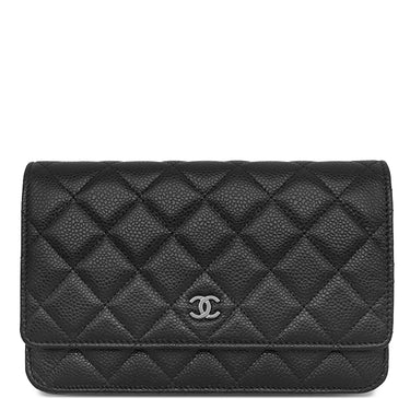 シャネル CHANEL マトラッセ チェーンウォレット AP0250 ブラック キャビアスキン チェーンウォレット シルバー金具 黒 ココマーク