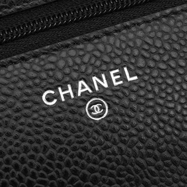 シャネル CHANEL マトラッセ チェーンウォレット AP0250 ブラック キャビアスキン チェーンウォレット シルバー金具 黒 ココマーク