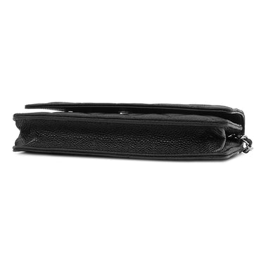 シャネル CHANEL マトラッセ チェーンウォレット AP0250 ブラック キャビアスキン チェーンウォレット シルバー金具 黒 ココマーク