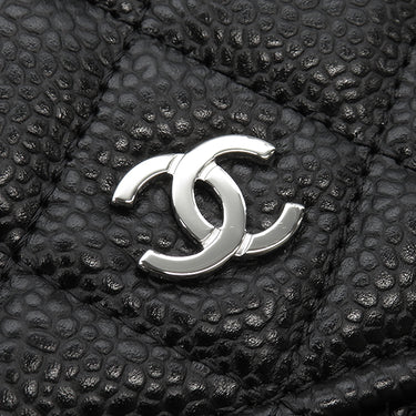 シャネル CHANEL マトラッセ チェーンウォレット AP0250 ブラック キャビアスキン チェーンウォレット シルバー金具 黒 ココマーク