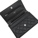 シャネル CHANEL マトラッセ チェーンウォレット AP0250 ブラック キャビアスキン チェーンウォレット シルバー金具 黒 ココマーク