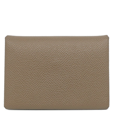 エルメス HERMES カルヴィ デュオ エトゥープ ヴォーエプソン カードケース シルバー金具 フラグメントケース