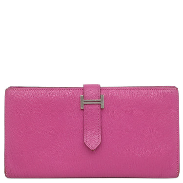 エルメス HERMES ベアンスフレ マグノリア シェブルミゾル 長財布 シルバー金具 紫 二つ折り H金具