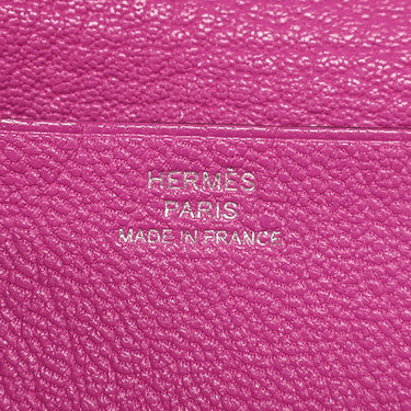 エルメス HERMES ベアンスフレ マグノリア シェブルミゾル 長財布 シルバー金具 紫 二つ折り H金具