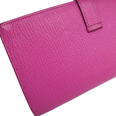 エルメス HERMES ベアンスフレ マグノリア シェブルミゾル 長財布 シルバー金具 紫 二つ折り H金具