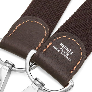 エルメス HERMES ガーデンパーティTPM用 ストラップ 25mm ブラウン キャンバス レザー ショルダーストラップ シルバー金具 茶 替えストラップ