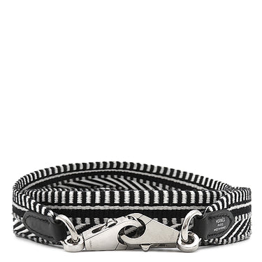 エルメス HERMES サングルカヴァル 25mm ブラック×ホワイト キャンバス スイフト カヴァルキャンバス ショルダーストラップ シルバー金具 バッグストラップ