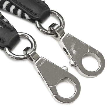 エルメス HERMES サングルカヴァル 25mm ブラック×ホワイト キャンバス スイフト カヴァルキャンバス ショルダーストラップ シルバー金具 バッグストラップ