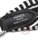 エルメス HERMES サングルカヴァル 25mm ブラック×ホワイト キャンバス スイフト カヴァルキャンバス ショルダーストラップ シルバー金具 バッグストラップ